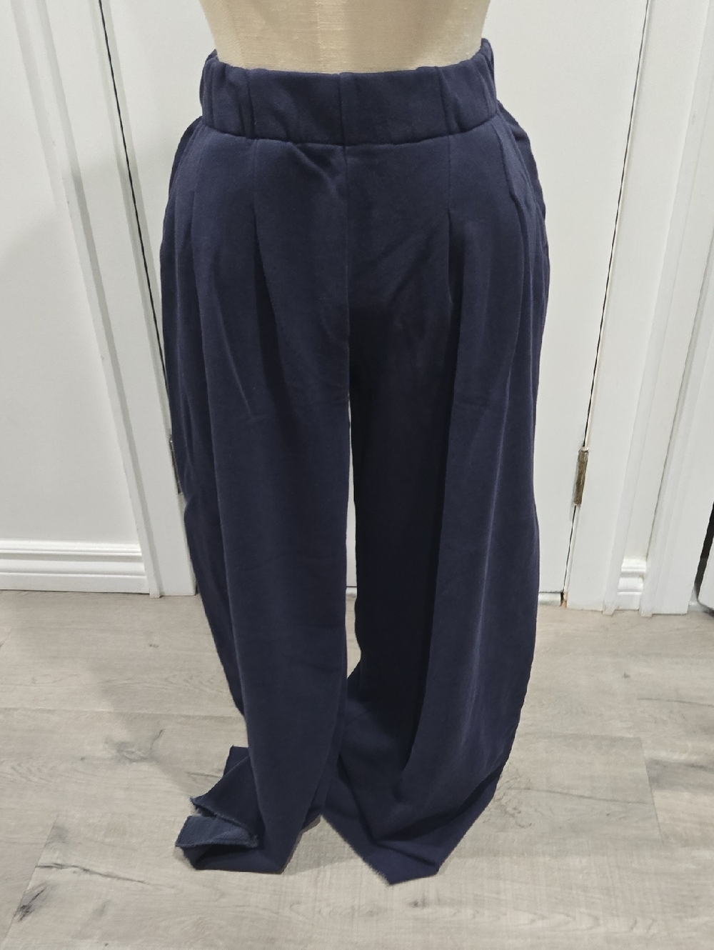 aerie Wide Leg Navy Blue Pleated Pants